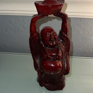 7.5” tall Red Laughing Buddha Statue Decorative Home Art